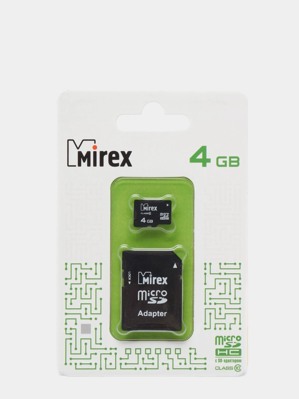 Карта памяти microSDHC Mirex Class10, c SD-адаптером, 4 / 8 / 16 / 32 Gb