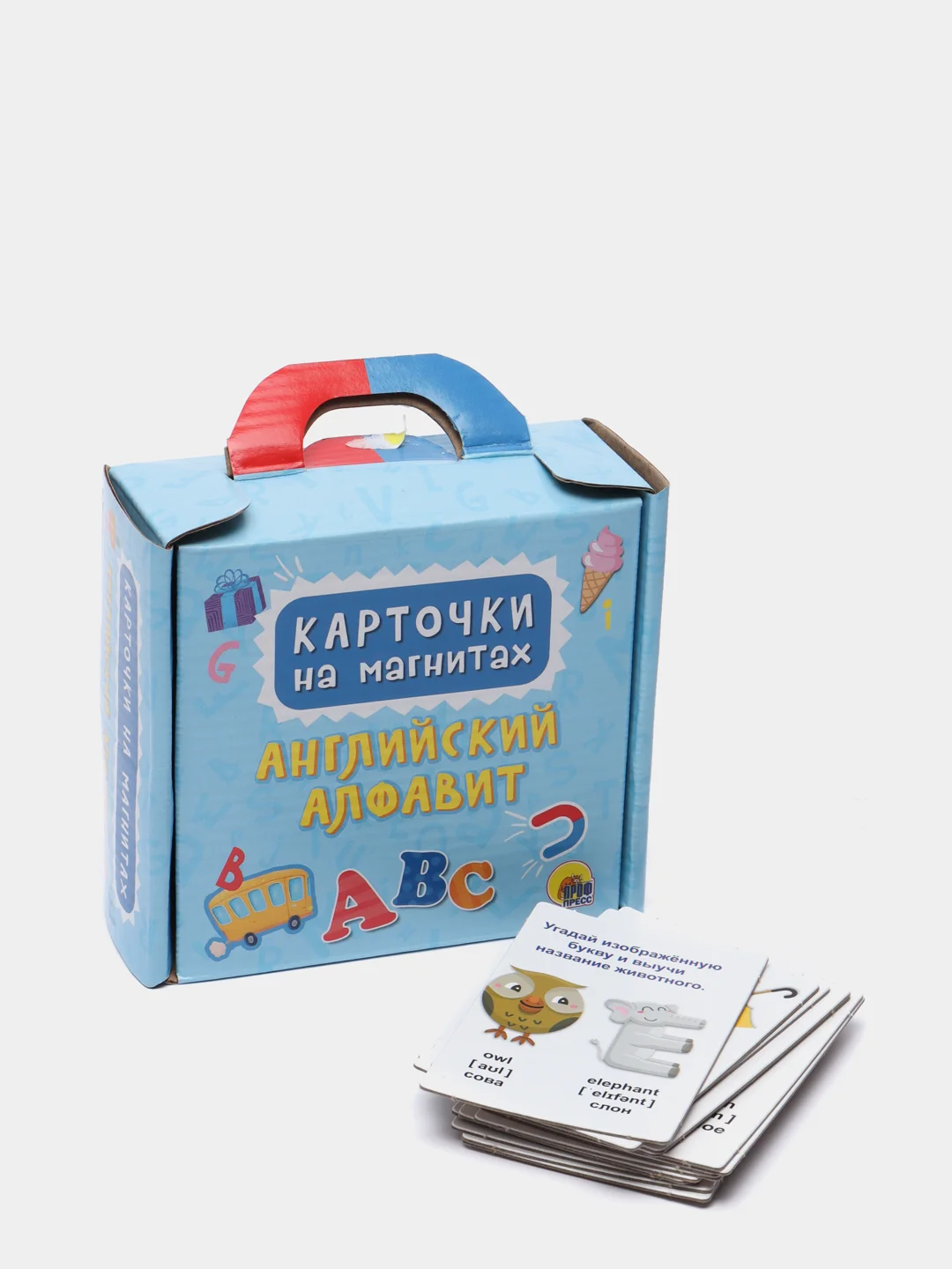 Обучающие карточки на магнитах "Английский алфавит", в чемоданчике, Проф-Пресс