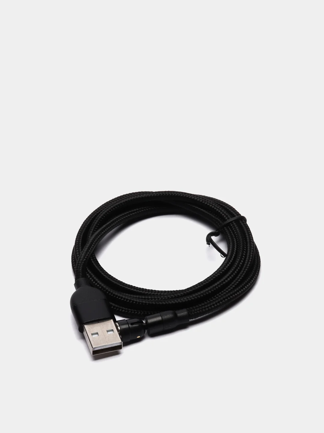 Черный магнитный кабель угловой с быстрой зарядкой 3А для телефона Lightning / micro-USB / Type-C