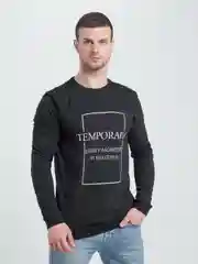 Черный футболка с длинным рукавом лонгслив TEMPORADA