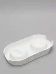 Белый миска для домашних животных, двойная, 0,4 л