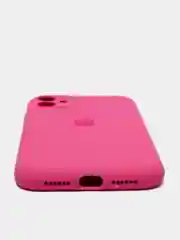 Тёмно-розовый чехол Silicone Case для iPhone 13 /11/12/12 ProMax с защитой камеры с бархатной подкладкой