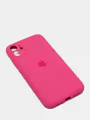 Тёмно-розовый чехол Silicone Case для iPhone 13 /11/12/12 ProMax с защитой камеры с бархатной подкладкой