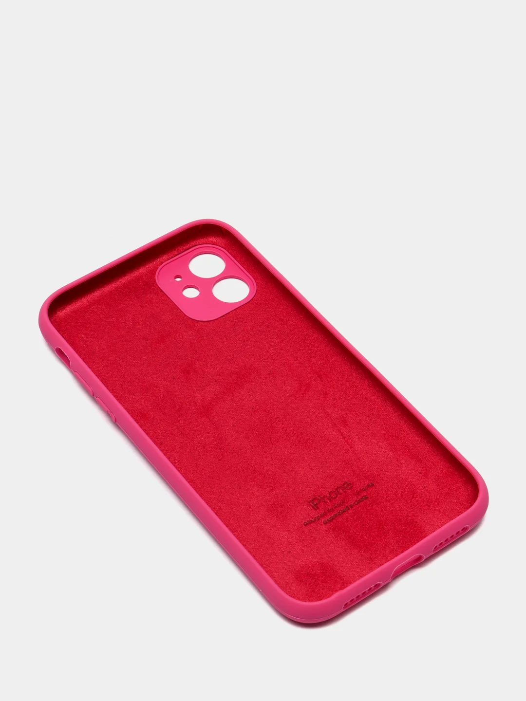 Тёмно-розовый чехол Silicone Case для iPhone 13 /11/12/12 ProMax с защитой камеры с бархатной подкладкой