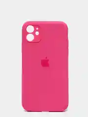 Тёмно-розовый чехол Silicone Case для iPhone 13 /11/12/12 ProMax с защитой камеры с бархатной подкладкой