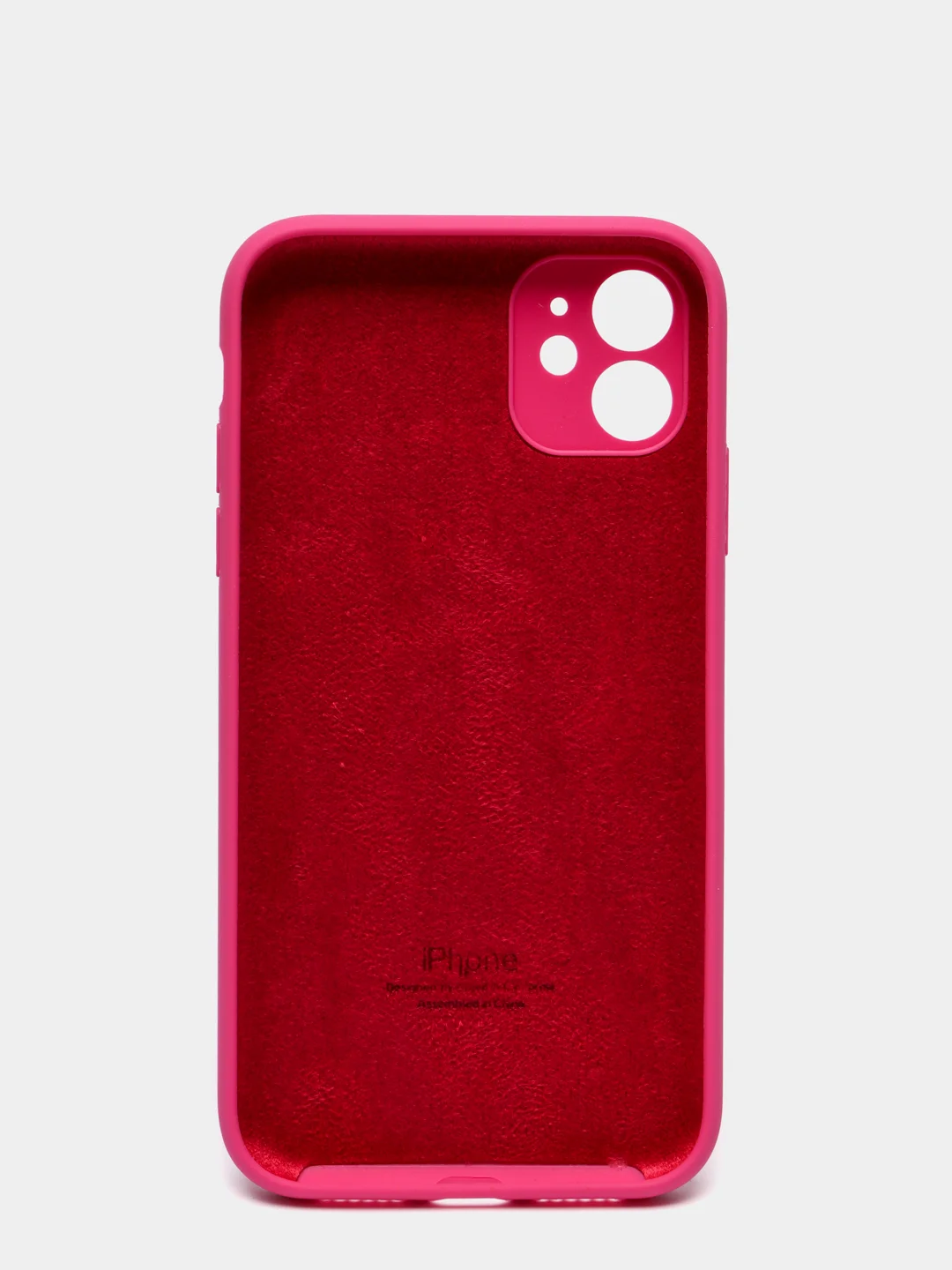 Тёмно-розовый чехол Silicone Case для iPhone 13 /11/12/12 ProMax с защитой камеры с бархатной подкладкой