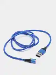 Синий магнитный кабель на 3A для передачи данных, коннекторы Type-C, Micro-USB, Lightning