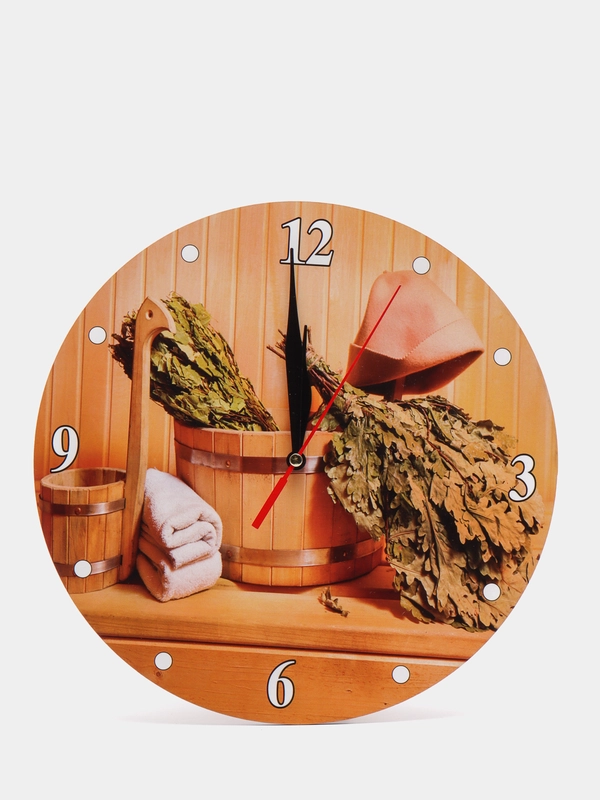 Часы настенные, серия: Баня, "Вкусная баня", плавный ход, d-24 см