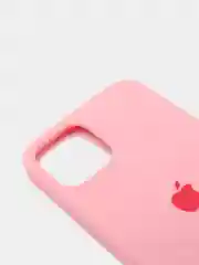 Розовый чехол Silicone Case для iPhone 12, 12 Pro с открытым низом