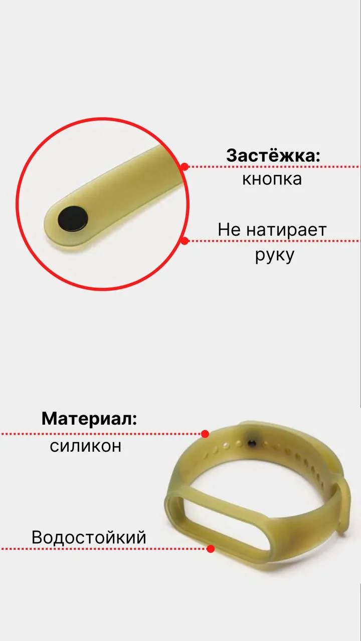 Ремешок для Xiaomi Mi Band 5 / 6, силиконовый, прозрачный