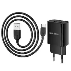Сетевое зарядное устройство Borofone BA53A 2xUSB с кабелем (1m, Micro-USB/Type-C/iPhone)