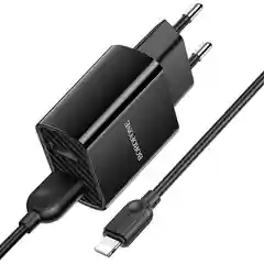 Сетевое зарядное устройство Borofone BA53A 2xUSB с кабелем (1m, Micro-USB/Type-C/iPhone)