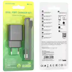 Сетевое зарядное устройство Borofone BA53A 2xUSB с кабелем (1m, Micro-USB/Type-C/iPhone)