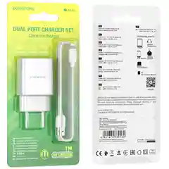Сетевое зарядное устройство Borofone BA53A 2xUSB с кабелем (1m, Micro-USB/Type-C/iPhone)
