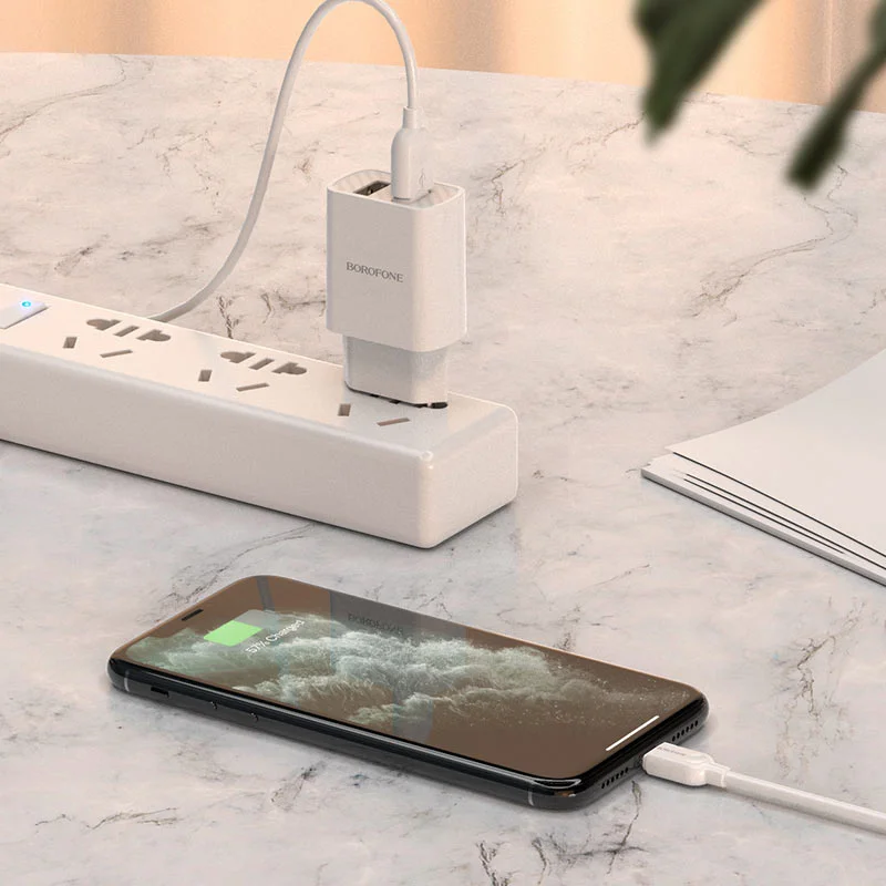 Сетевое зарядное устройство Borofone BA53A 2xUSB с кабелем (1m, Micro-USB/Type-C/iPhone)