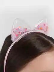 Розовый ободок для девочки с ушками кошки, детский