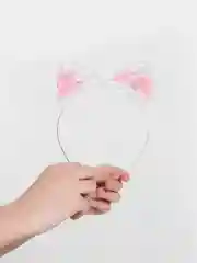 Белый ободок для девочки с ушками кошки, детский