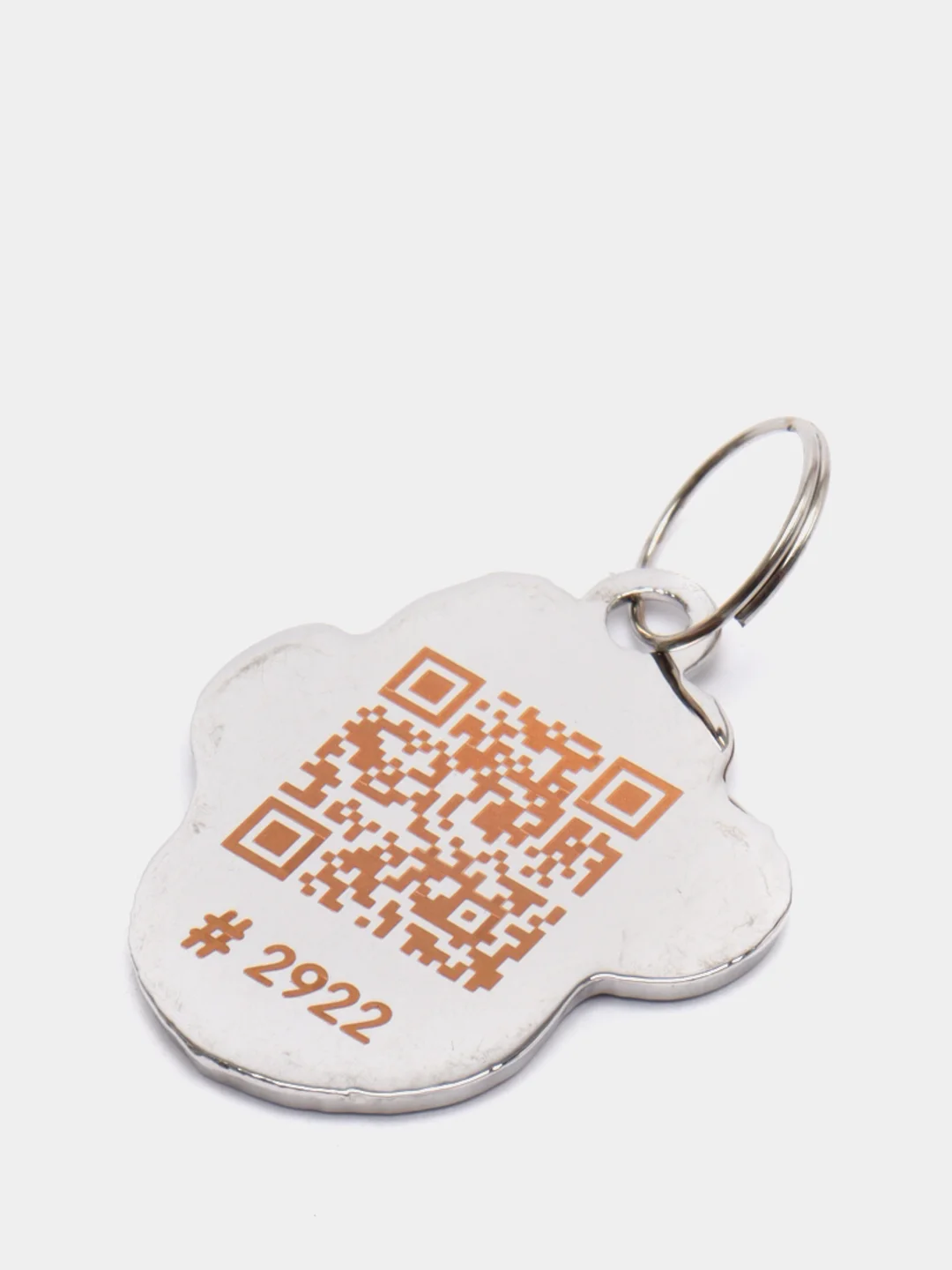 Фиолетовый адресник с QR кодом для домашних питомцев "Лапка", не требующий гравировки