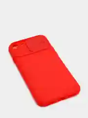 Красный чехол iPhone 7 / 8 / SE 2020 силиконовый с закрывающейся камерой