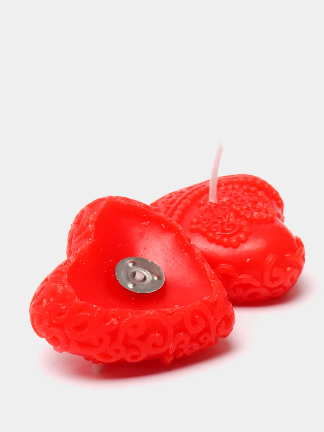 Свеча "Сердечки" 2шт  4,5см красные
