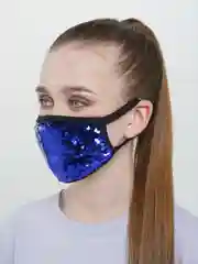 Индиго красивая защитная маска для лица ,многоразовая, гламурная с пайетками