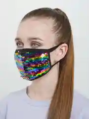Зеленый красивая защитная маска для лица ,многоразовая, гламурная с пайетками
