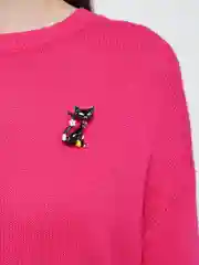 Черный брошь женская "Кошка"
