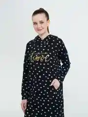 Черный платье-худи с капюшоном для дома