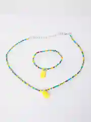 Желтый набор с мишкой из бисера
