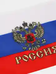 Флаг России с гербом и флагштоком
