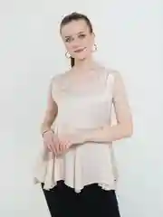 Бежевый меланж женский топ, блузка