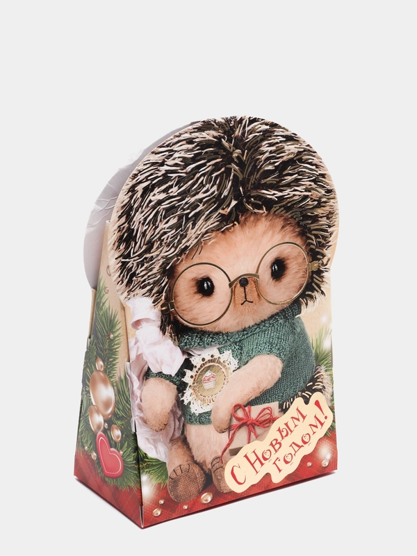 Новогодняя Коробка картонная "Ёжик Тим", 12 х 6,6 х 14,4 см