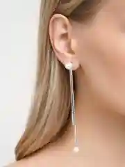 Серебряный длинные серьги-цепочки трансформеры с подвесками, Xuping