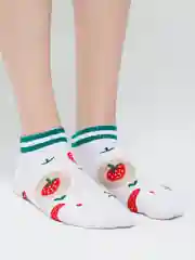 Белый носки женские короткие с принтом