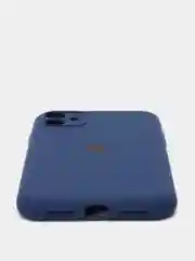 Синий меланж чехол Silicone Case для iPhone 13 /11/12/12 ProMax с защитой камеры с бархатной подкладкой