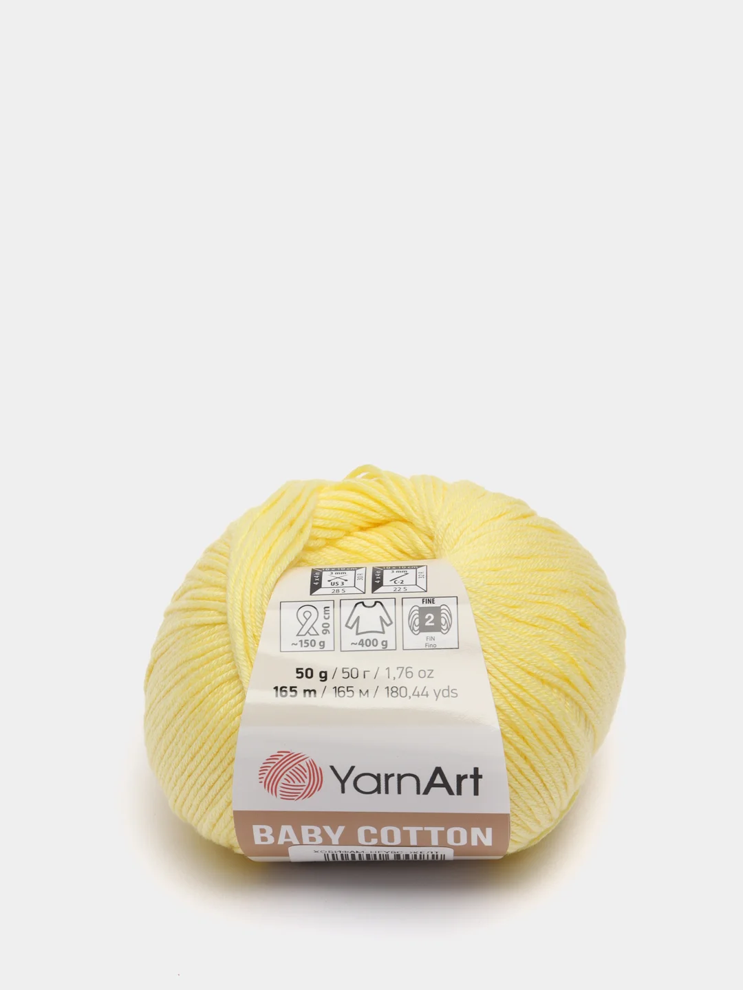 Желтый пряжа YarnArt Baby cotton, 50 г, 165 м, акрил и хлопок