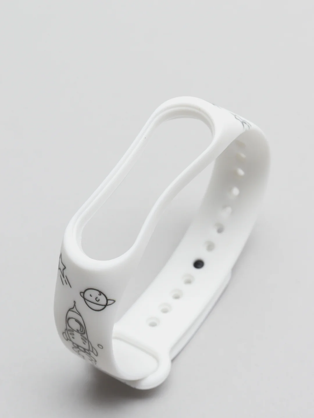 Серебряный силиконовый ремешок с принтом для Xiaomi Mi Band 7 / 3 / 4 / 5 / 6