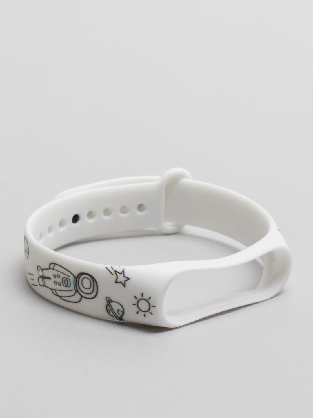 Серебряный силиконовый ремешок с принтом для Xiaomi Mi Band 7 / 3 / 4 / 5 / 6