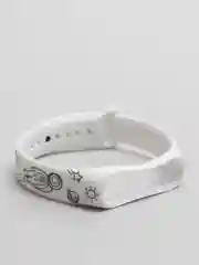 Серебряный силиконовый ремешок с принтом для Xiaomi Mi Band 7 / 3 / 4 / 5 / 6