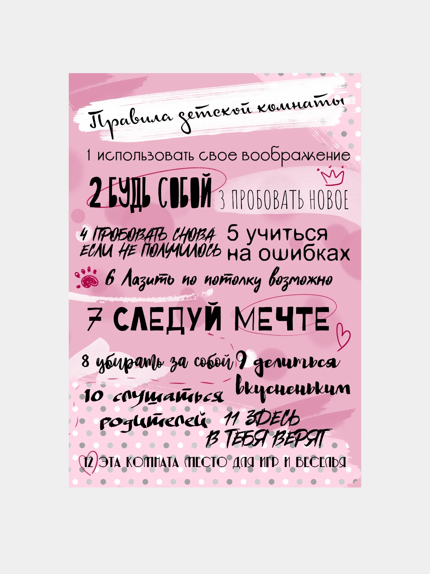 Вишнёвый постер-плакат "Правила кухни", "Детской комнаты"