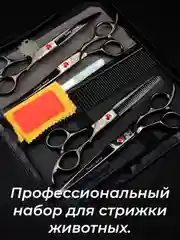 Черный набор цветных ножниц для стрижки волос и шерсти домашних животных из нержавеющей стали
