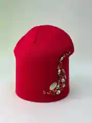 Белый шапка женская Мадонна одинарная со стразами