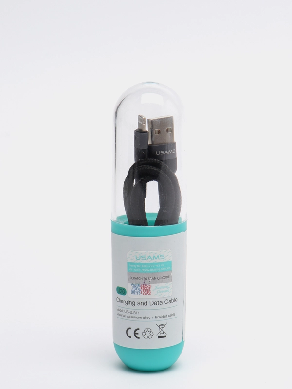 Кабель зарядка USB iphone lightning USAMS US-SJ312 U26, 1 o.m, 2.0A, нейлон, черный