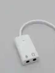 Белый аудио адаптер-переходник USB для микрофона, два разъема mini-jack 3.5 мм