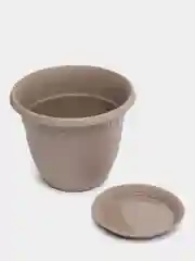Бежевый кашпо / горшок для цветов с поддоном РЯБИНА IDEA