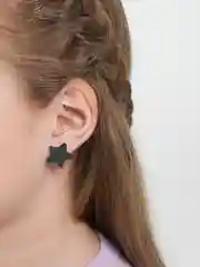 Черный серьги детские "Звездочки"