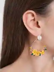 Желтый серьги "Цветы"