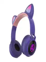 Фиолетовый беспроводные детские наушники со светящимися ушами Wireless Headphones ZW-038
