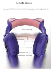 Фиолетовый беспроводные детские наушники со светящимися ушами Wireless Headphones ZW-038