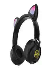 Черный беспроводные детские наушники со светящимися ушами Wireless Headphones ZW-038